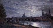 johann christian Claussen Dahl View of Dresden at Full Moon oil on canvas